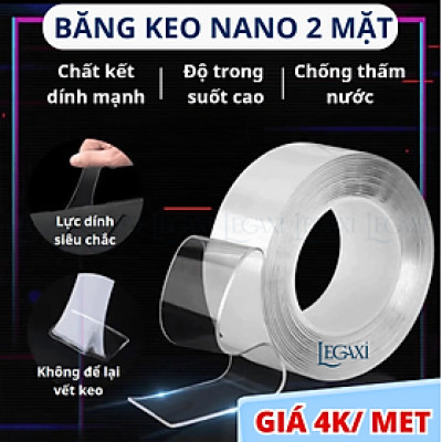 Băng keo 2 Mặt Nano Rộng 2 cm, Băng Dính Keo Acrylic, Dán Trang Trí Cố Định Đồ Vật Siêu Dính Legaxi