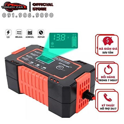 Sạc acquy ô tô, xe máy, xe đạp điện hỗ trợ 4Ah - 100Ah loại cao cấp hiển thị màn led tự ngắt khi đầy chức năng bảo dưỡng