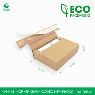 MXNK14 - 16x10x5 cm - 100 hộp carton đóng hàng xếp nhanh có keo niêm phong - Hộp gói hàng, hộp quà