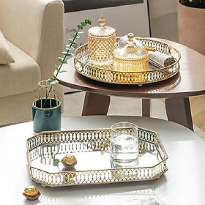 Bộ bình đựng nước uống thủy tinh vân sần cốc loe thấp kèm khay