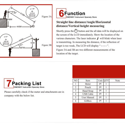 SNDWAY SW800 Ống Nhòm Đo Khoảng Cách, Đo Góc, Đo Tốc Độ Laser Siêu Xịn Có Màn LCD Kính Viễn Vọng Đo Xa SW-800B Dùng Trong Xây Dựng - Thể Thao - Dã Ngoại Bản Nâng Cấp - Hàng Chính Hãng