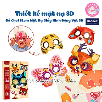 Đồ Chơi Stem Thiết Kế Mặt Nạ Giấy Hình Động Vật 3D cho bé - Animal Paper Masks Mideer