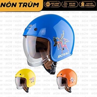 Nón bảo hiểm trẻ em 34 có kính âm, mũ xe máy chính hãng Royal M139 KID cho trẻ em có vòng đầu 48-52cm
