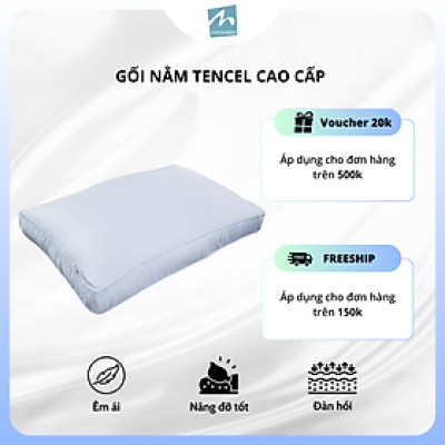 Combo Ruột Gối và Vỏ Gối nằm lụa Tencel cao cấp MYM size 40x60x7cm màu trơn Hỗ trợ giấc ngủ tự nhiên