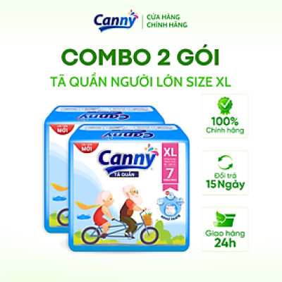 Combo 2 gói Tã/Bỉm Quần Người Lớn Canny Siêu Mềm Mại, Siêu Thấm, Kháng Khuẩn XL7 (7 miếng)