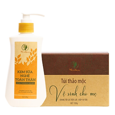 Combo kem sữa nghệ toàn thân và thảo mộc vệ sinh cho mẹ Wonmom