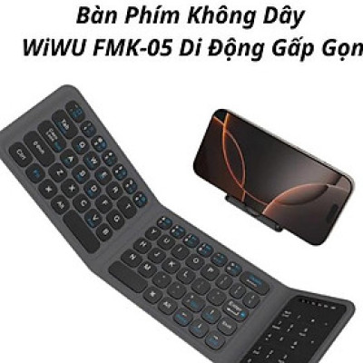 Bàn Phím Gập Gọn Di Động Bluetooth Wi WU FMK-05 Có Bàn Di Chuột Kèm Giá Đỡ Cho Laptop, Máy Tính Bảng, Điện Thoại - Hàng chính hãng
