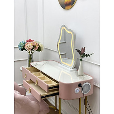 Bàn trang điểm BT Tundo bọc da mặt kính gương led cảm ứng