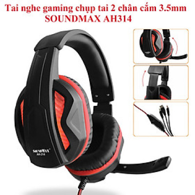 Tai nghe gaming chụp tai 2 chân cắm 3.5mm SOUNDMAX AH314 - Hàng chính hãng