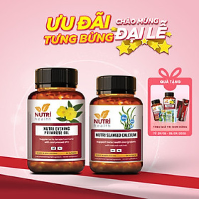 COMBO TIỀN MÃN KINH: Viên Nội Tiết Hyper Evening Primrose Oil 60 Viên+ Canxi Hữu Cơ Nutri Seaweed Calcium 60 Viên