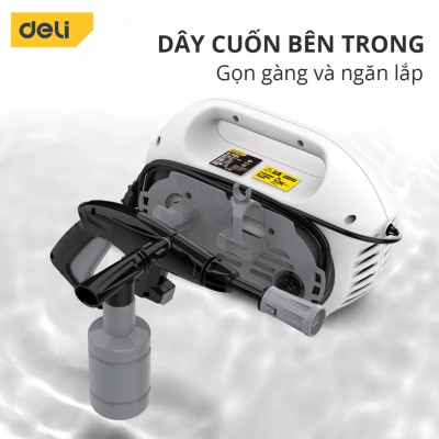 [TẶNG Ổ CẮM ĐIỆN + MIẾNG RỬA XE] Máy Xịt Rửa Mini Động Cơ Lõi Đồng Deli Cao Áp Chính Hãng 1 đổi 1 Bảo Hành 36 Tháng Rửa Xe Tưới Cây Vệ Sinh Nhà Cửa