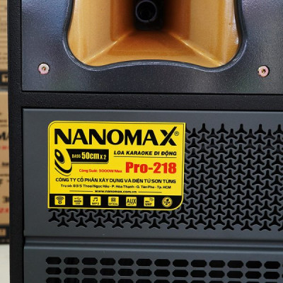 Loa Kéo Nanomax Bình Và Điện Pro-218 Bass Đôi 50cm 3000Watt Công Suất Lớn Kèm 2 Micro. Hàng Chính hãng