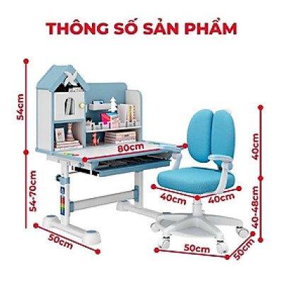 Bộ bàn ghế học sinh thông minh chống cận điều chỉnh cao thấp tay quay Tundo CTIRSS68 ngang 80cm