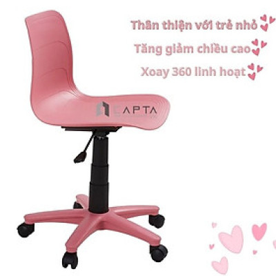 Ghế học bài màu hồng cho bé gái thân nhựa chân bánh xe Ghế xoay trẻ em tăng chỉnh độ cao CE1015-P
