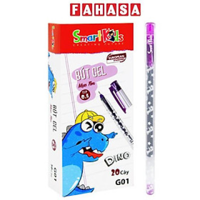 Hộp 20 Bút Gel Dino 0.5 mm - Smart Kids G01 - Mực Tím