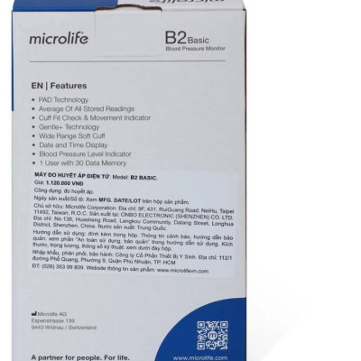 Máy Đo Huyết Áp Bắp Tay Microlife B2 Basic