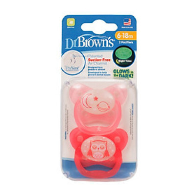 [ PV22006 - Hồng ] Set 2 ty ngậm phát sáng dạ quang Prevent chỉnh nha, chống vẩu Dr.Brown