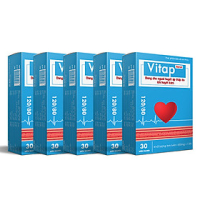 Thực phẩm bảo vệ sức khỏe Vitap New - Dùng Cho Người Huyết Áp Thấp Với Các Biểu Hiện Đau Đầu, Hoa Mắt, Chóng Mặt. Giúp Bổ Khí Huyết, Hoạt Huyết, Hỗ Trợ Làm Giảm Các Biểu Hiện Do Khí Huyết Kém - 5 Hộp