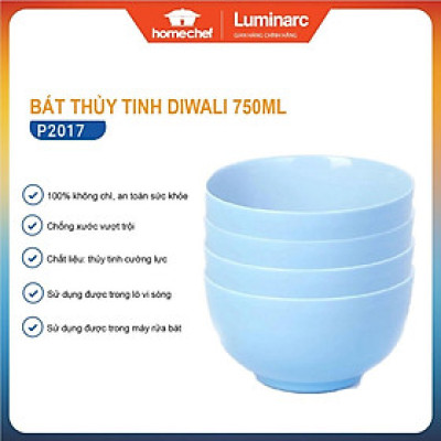 Bát tô thủy tinh Luminarc Diwali màu xanh dương 14.5cm P2017 | Hàng chính hãng