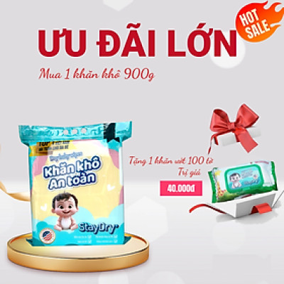 Khăn khô an toàn StayDry 900gr tặng khăn ướt 100 tờ