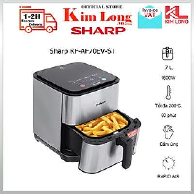 Nồi chiên không dầu Sharp KF-AF70EV-ST dung tích 7 Lít, Công suất 1600W chống dính - Hàng chính hãng
