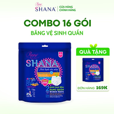 Combo 16 gói Băng Vệ Sinh Quần Peppy Shana Ngày Đêm Siêu Thấm, Freesize, Chống Tràn Tối Đa, Tiết Kiệm (32 miếng)