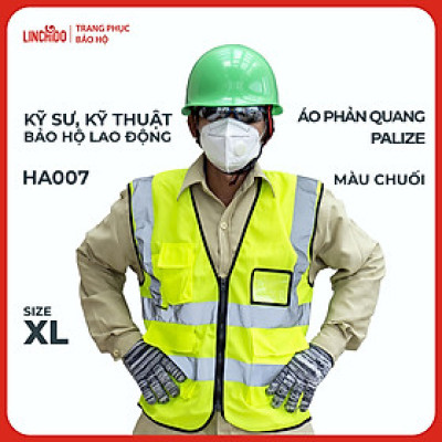 Áo phản quang Palize với dải Phản quang Poly sáng 5cm màu CHUỐI - Mã HA007