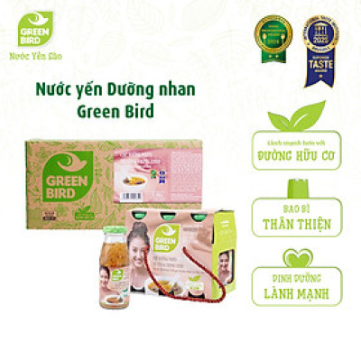 Nước Yến Dưỡng Nhan Tổ Yến Và Trùng Thảo Green Bird Giải Khát Thanh Nhẹ Chai 185ml