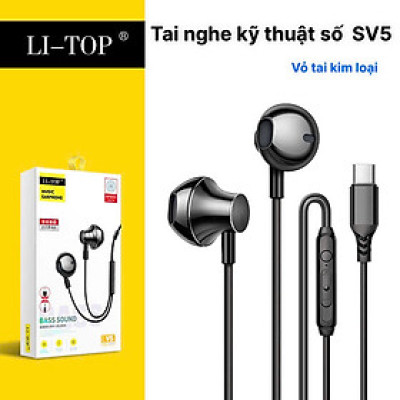 Tai nghe kim loại Rio Tinto Li-Top SV5 chân Type C, điều chỉnh âm thanh trầm giải mã kỹ thuật số, hàng chính hãng