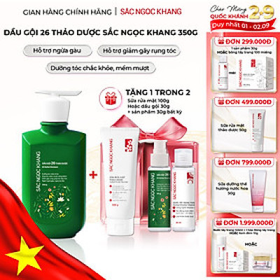 Dầu Gội 26 Thảo Dược Sắc Ngọc Khang - Hỗ Trợ Làm Sạch Sâu, Giảm Gãy Rụng, Nuôi Dưỡng Mái Tóc Chắc Khỏe Bồng Bềnh