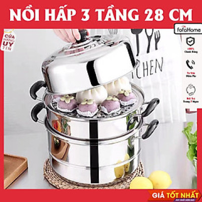 Nồi Hấp 2 Tầng 3 Tầng Kèm Xưởng Hấp Đa Năng 28cm, Nổi Lẩu Dẫn Nhiệt Tốt ( Dùng Được Cho Bếp Từ ) - Hàng nhập khẩu