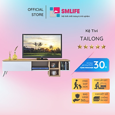 Kệ tivi gỗ đẹp cho phòng ngủ gia đình SMLIFE Tailong