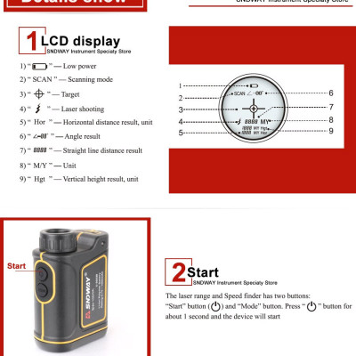 SNDWAY SW800 Ống Nhòm Đo Khoảng Cách, Đo Góc, Đo Tốc Độ Laser Siêu Xịn Có Màn LCD Kính Viễn Vọng Đo Xa SW-800B Dùng Trong Xây Dựng - Thể Thao - Dã Ngoại Bản Nâng Cấp - Hàng Chính Hãng