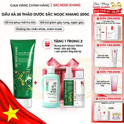 Dầu Xả 26 Thảo Dược Sắc Ngọc Khang - Hỗ Trợ Làm Sạch Sâu, Giảm Gãy Rụng, Phục Hồi Hư Tổn, Nuôi Dưỡng Mái Tóc Chắc Khỏe Bồng Bềnh