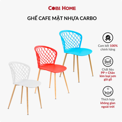 Ghế cafe mặt nhựa chân kim loại giả gỗ Carbo