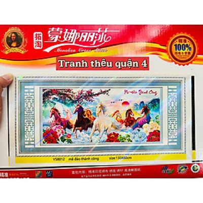 Tranh thêu kín Mã đáo thành công vs8012, kích thước 130 x 60 cm