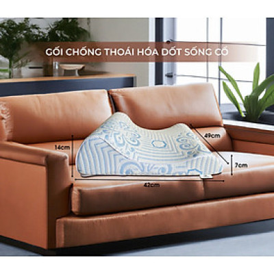 Gối chống thoái hóa đốt sống cổ chuyên dụng 2 đầu gối cao thấp HANAKO - hỗ trợ giảm thiểu đau mỏi vai gáy, cột sống