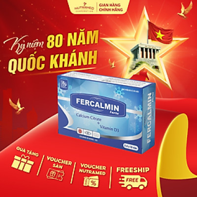 Viên uống Fercalmin Forte hỗ trợ bổ sung canxi, vitamin và khoáng chất cho cơ thể (30 viên) - Nutramed