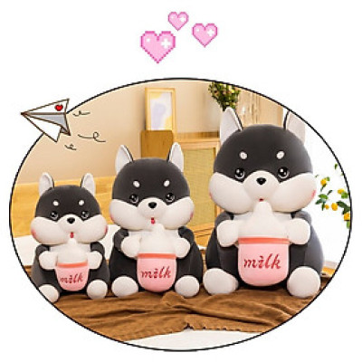 Gấu bông chó Husky ôm bình sữa siêu dễ thương – Quà tặng thú nhồi bông chó má phệ bú bình – Size từ 50 cm đến 80 cm – Gối ôm chó Husky milk cho bé ngủ ngon