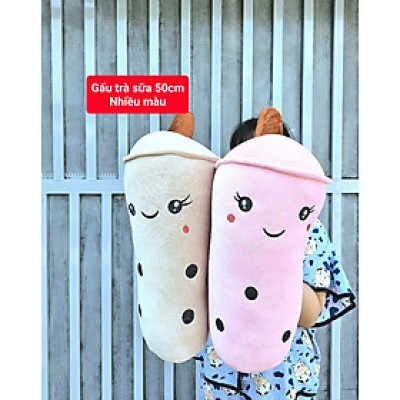 Gối ôm hình ly trà sữa trân châu cute - Size 80cm đến 1m - Quà tặng gấu bông êm mịn cho bé.