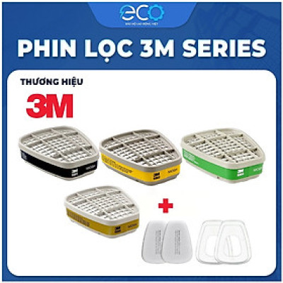 Phin Lọc 3M 6001, 6003, 6006 kết hợp tấm lọc bụi 5N11 cùng nắp giữ 501 lọc hơi hữu cơ xăng dầu phun sơn, chống độc