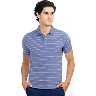 Áo Polo Nam Novelty NATMSLMCSR191235N - Xanh Nhạt Sọc Trắng