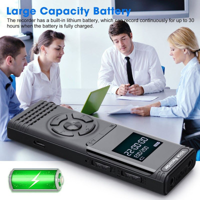 ROGTZ - Máy ghi âm GA902 32GB DSP khử tiếng ồn Kích hoạt ghi âm giọng nói MP3/WAV 92kbps 0Hz-20kHz Pin 13 giờ Nhỏ gọn Hiện đại Kim loại Màn hình LCD Thẻ nhớ 128GB Micro đa hướng Chống ồn Hẹn giờ Nghe nhạc Kết nối máy tính Giá rẻ Hàng Chính hãng