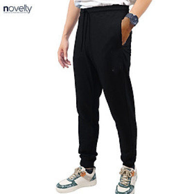 Quần jogger nam Novelty Regular fit trơn đen NQGMMDMT3R230543Q