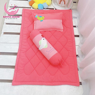Bộ gối nệm cho bé mầm non Katina House, vải cotton cara mềm mát, dày dặn, nhiều màu sắc