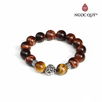 Vòng đá thạch anh mắt hổ nâu đỏ phối charm bạc mệnh hỏa , thổ - Ngọc Quý Gemstones