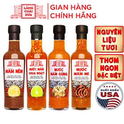 Đặc Sản Phan Thiết - Combo 4 Chai Nước Chấm Pha Sẵn (Mắm Nêm, Nước Mắm Chua Ngọt, Nước Mắm Gừng, Nước Mắm Me) Làng Chài Xưa Nguyên Liệu Tươi