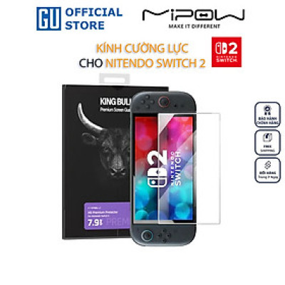 Kính Cường Lực Mipow Kingbull HD Premium Silk Cho Nintendo Switch 2 Cảm Ứng Siêu Nhạy Bảo Vệ Khỏi Trầy Xước Cho Máy Game Hàng Chính Hãng