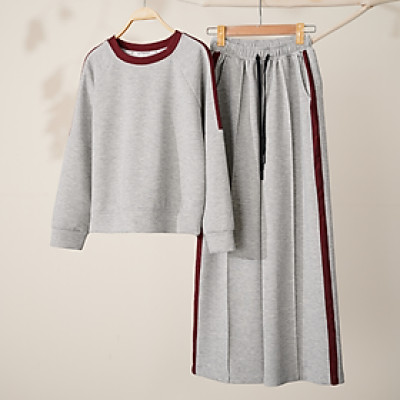 LAROMA Bộ Quần Áo Nỉ Thu Đông Cổ Chui Quần Suôn Cho Nữ | Sọc Đơn - Co dãn 4 chiều - Giữ Ấm - Mềm Mại