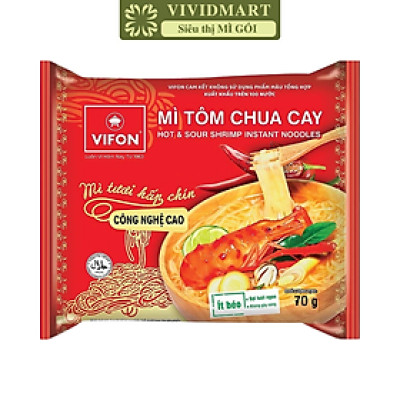 VIFON - Mì tươi Vifon hương vị Tôm Chua Cay (70g/gói) - Mì tươi vị Tôm Chua Cay, Mì Vifon tươi